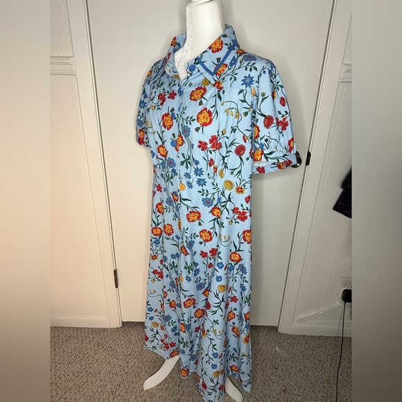 Unique Vintage Orange Red Puff Sleeve Sundress NWT - Picture 5 of 8